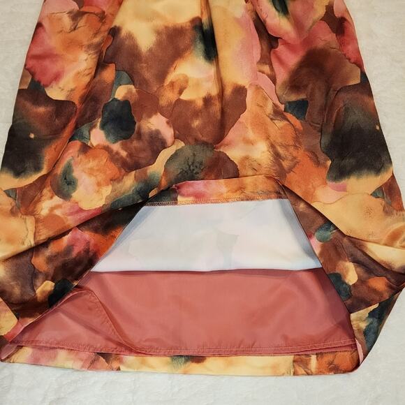 NWT Merona Orange Brown Sleeveless Sheath Watercolor Dress, Size 2 - Picture 9 of 12